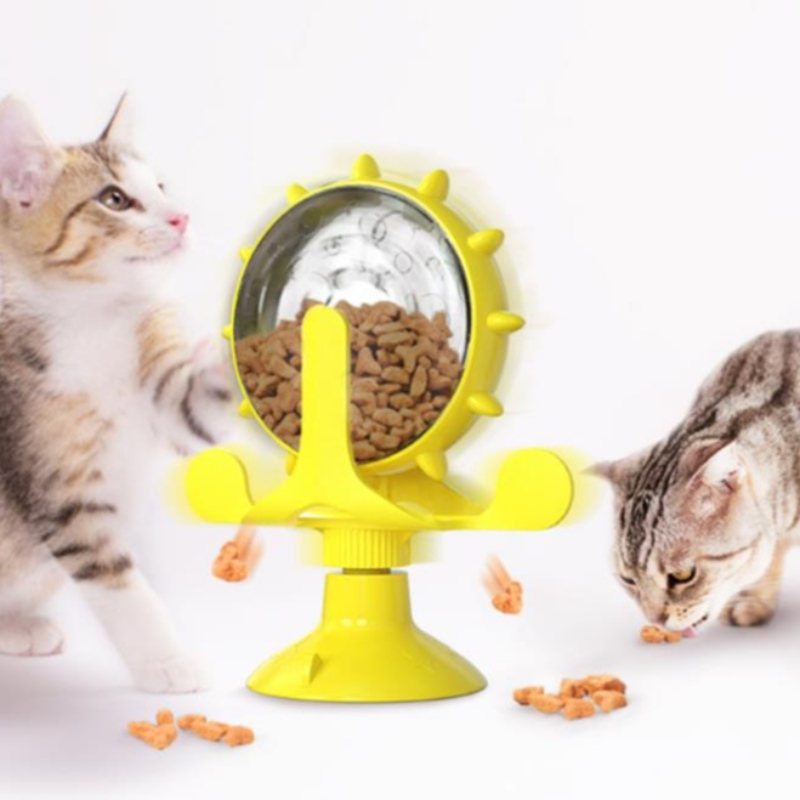 อุปกรณ์สัตว์เลี้ยง Turntable Cat Interactive ของเล่นช้าป้อนอาหารการรั่วไหลเทรนเนอร์ตลกแมวของเล่น